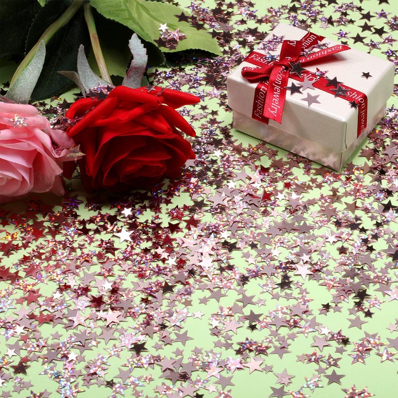 Hestya 60g Star Confetti Glitter Table Confetti Metallic Foil Stars for Christmas Party Wedding Festival Decorations(Glitter Rose Gold Set,10mm and 6mm) - Image 3
